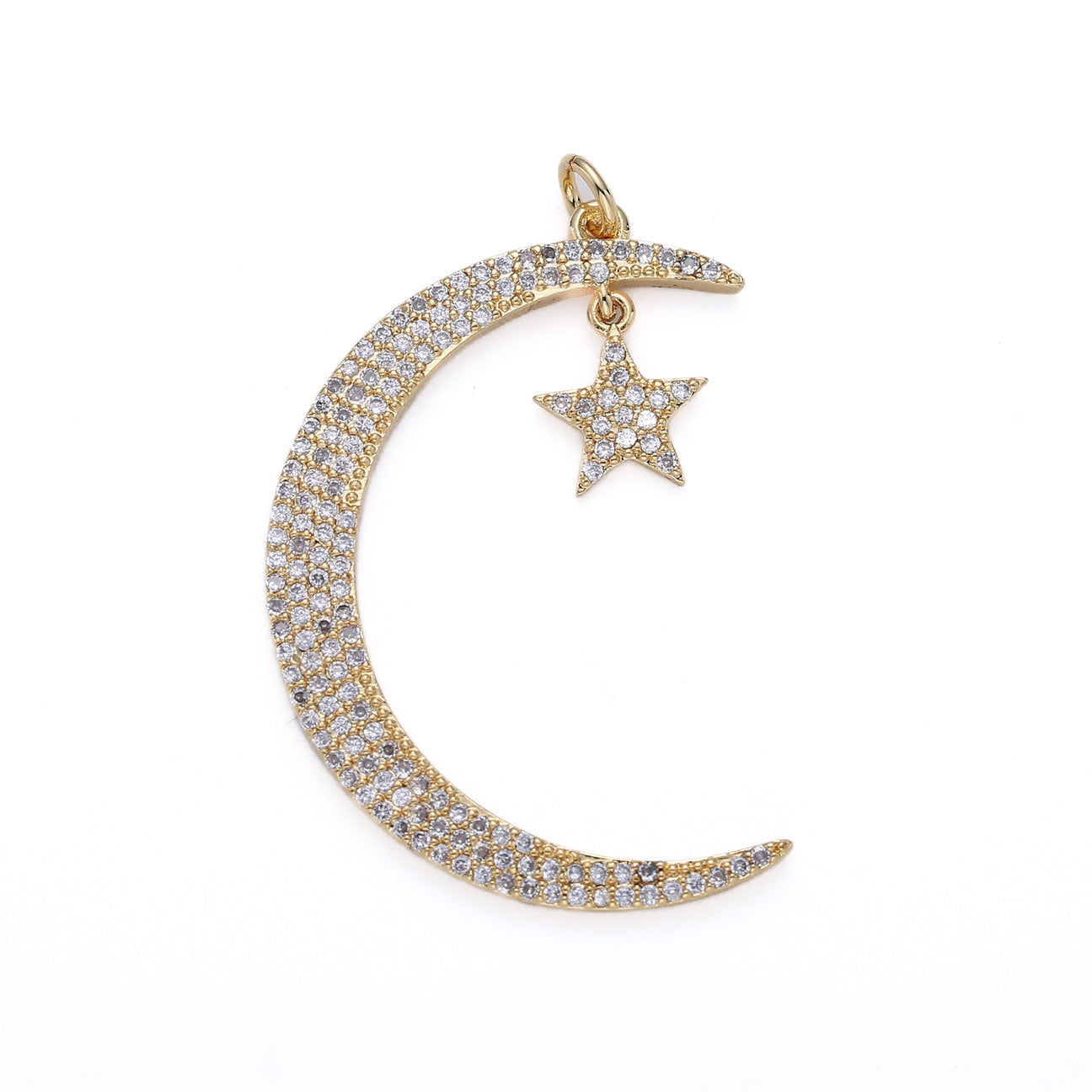 Gold Plated Crescent Moon + Star